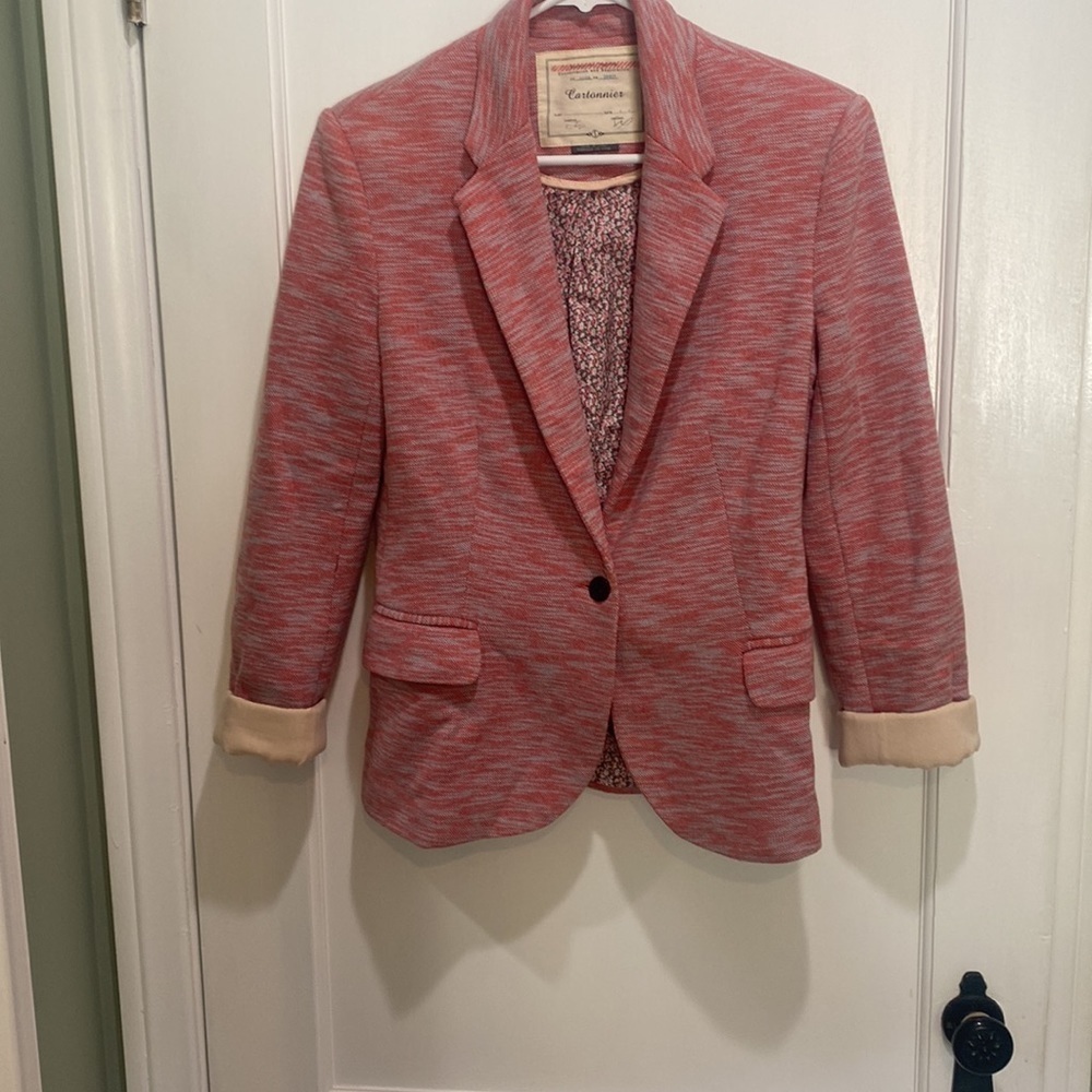 Anthropologie pink space dyed knit Cartonnier Blazer small - Picture 3 of 10